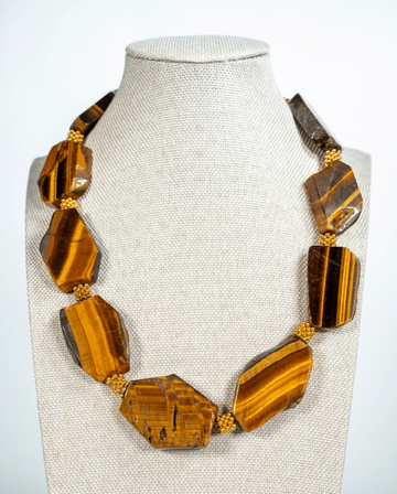 Authentic Golden Tiger´s Eye Statement Necklace - La Jolla