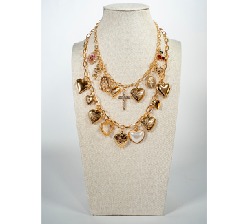 Baroque Inspired Heart Charm Necklace - La Jolla