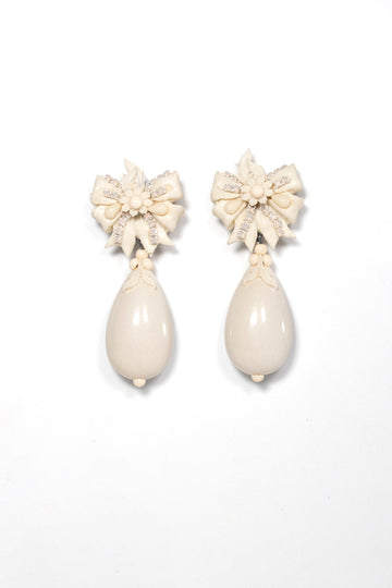 Ivory Bow Detail Drop Earrings - La Jolla