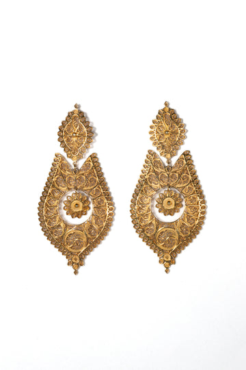 Gold Plated Filigree Drop Earrings - La Jolla