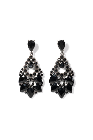 Black Evening Crystal Earrings - La Jolla