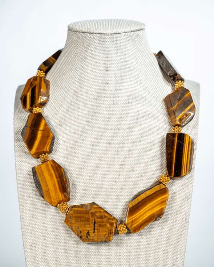 Authentic Golden Tiger´s Eye Statement Necklace - La Jolla
