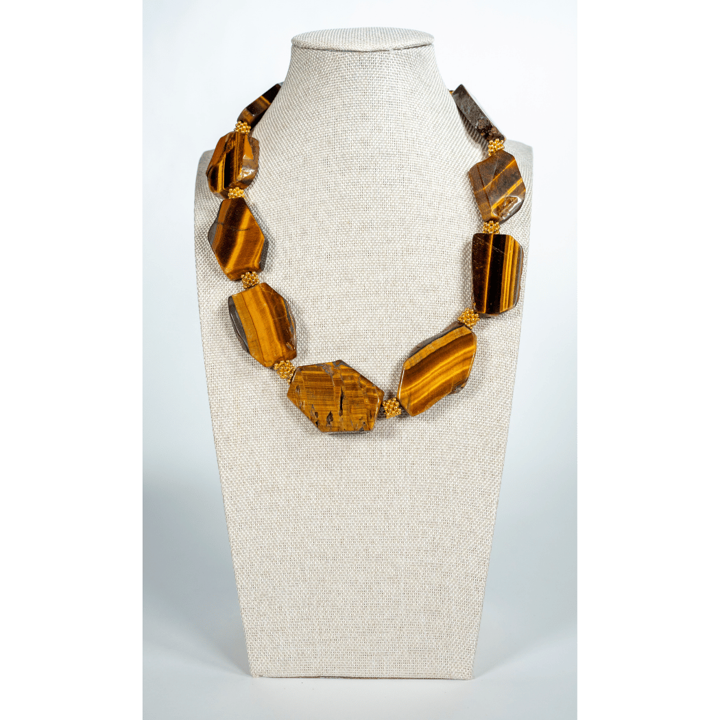 Authentic Golden Tiger´s Eye Statement Necklace - La Jolla