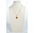 Heart And Rhinestone Pendant Red Gem Necklace - La Jolla