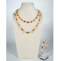 Pearl And Multicolour Gem Bracelet in Golden Tone - La Jolla