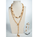 Pearl And Multicolour Gem Bracelet in Golden Tone - La Jolla