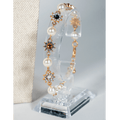 Pearl And Multicolour Gem Bracelet in Golden Tone - La Jolla