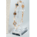 Pearl And Multicolour Gem Bracelet in Golden Tone - La Jolla