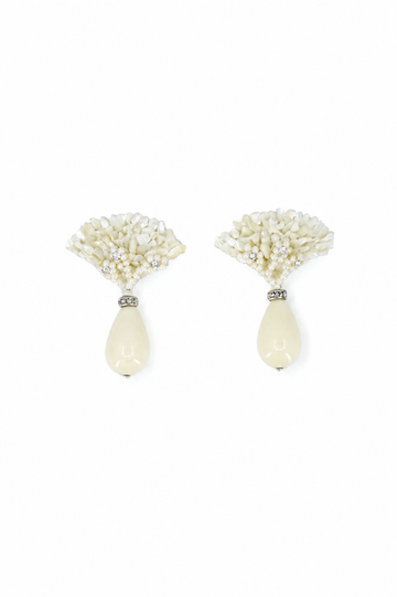 Vejer – Ivory | Handmade Floral Small Drop Earrings