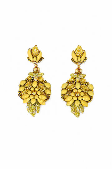 Albero | Golden Crystal Floral Statement Earrings