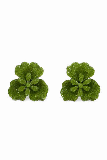 Azahar – Olive Green | Swarovski Crystal Flower Stud Earrings
