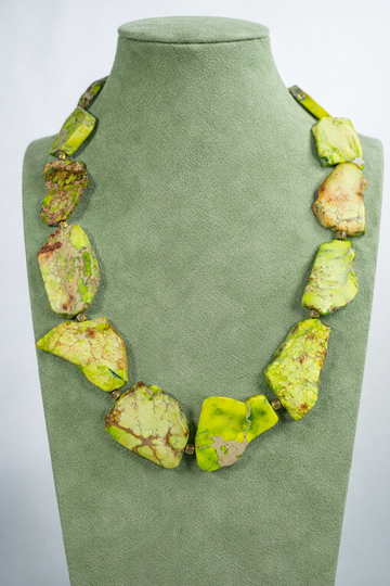 Marble Resin Jasper Slab Necklace in Lime Green