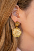 Vintage Gold Coin Drop Earrings - La Jolla