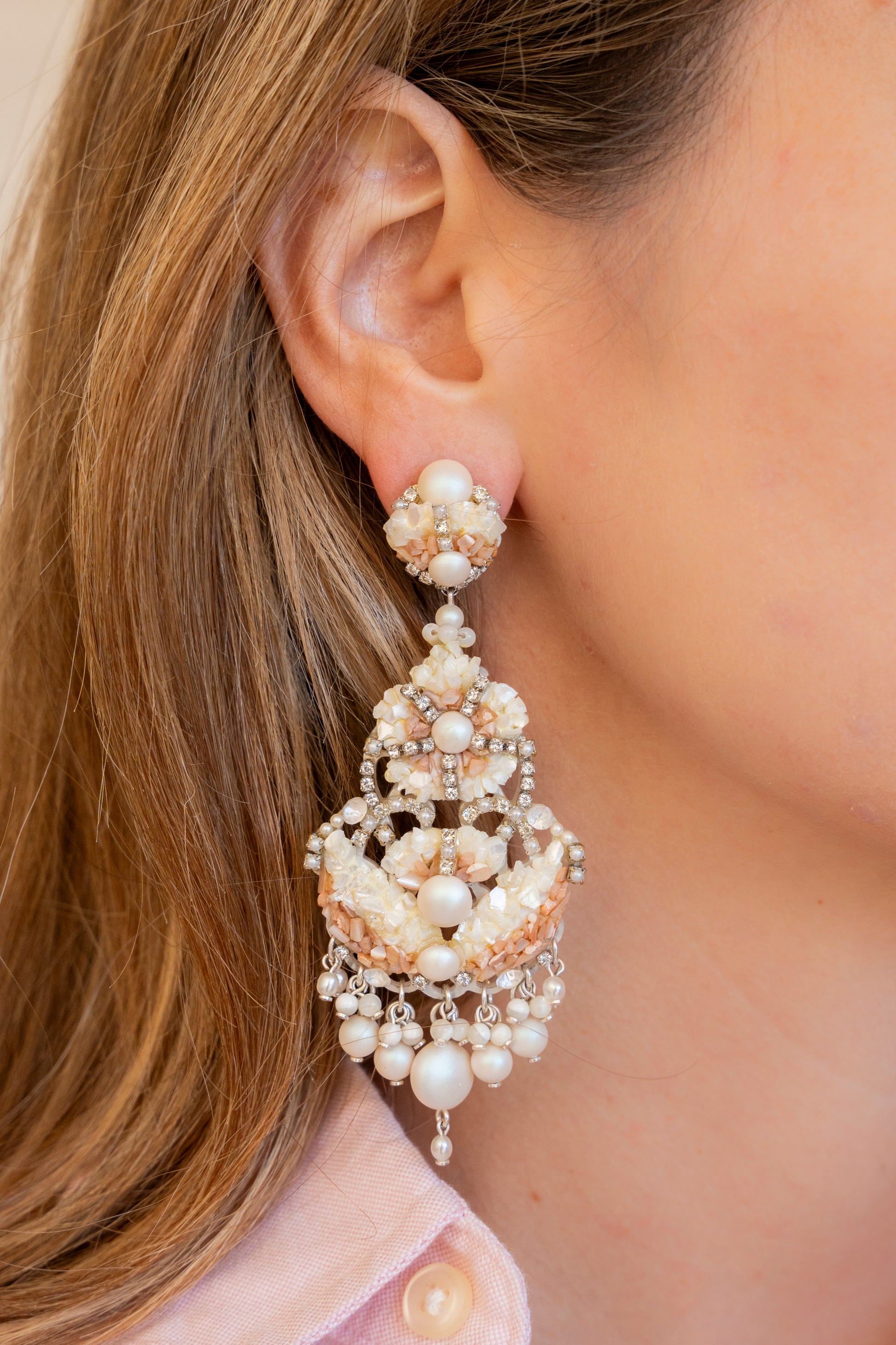 Mother Of Pearl Earrings With Strass - La Jolla