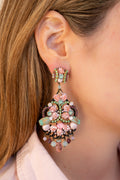 Pink And Turquoise Mother Of Pearl Earrings With Crystals - La Jolla