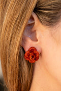 Swarovski Stud Flower Earrings in Vermilion - La Jolla