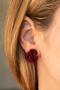 Swarovski Stud Flower Earrings in Burgundy - La Jolla