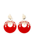 Red Resin Hoop Earrings With Ivory Details - La Jolla