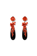 Black And Red Oval Resin Drop Earrings - La Jolla