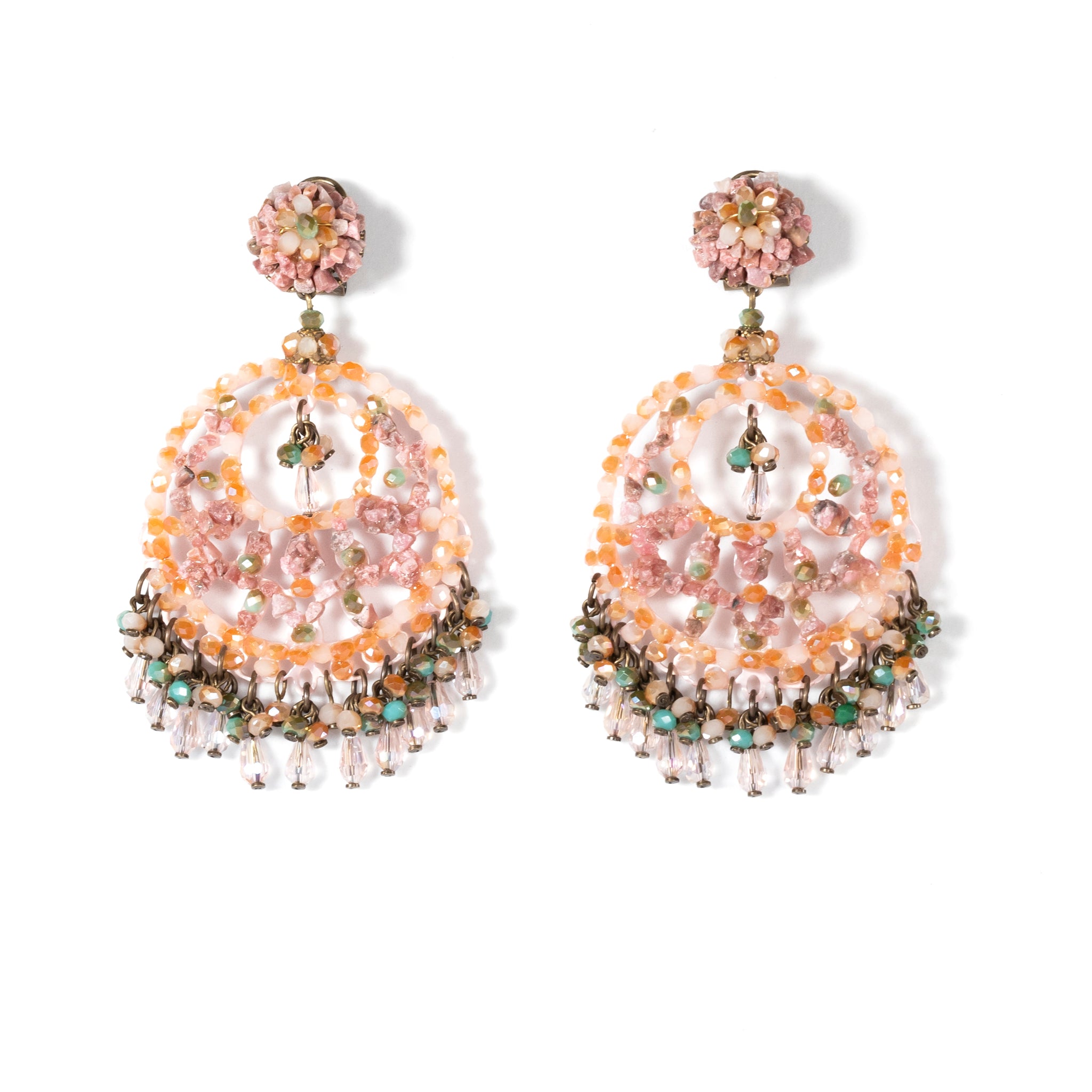 Mineral And Crystal Beaded Chandelier Earrings - La Jolla