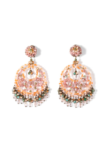 Mineral And Crystal Beaded Chandelier Earrings - La Jolla
