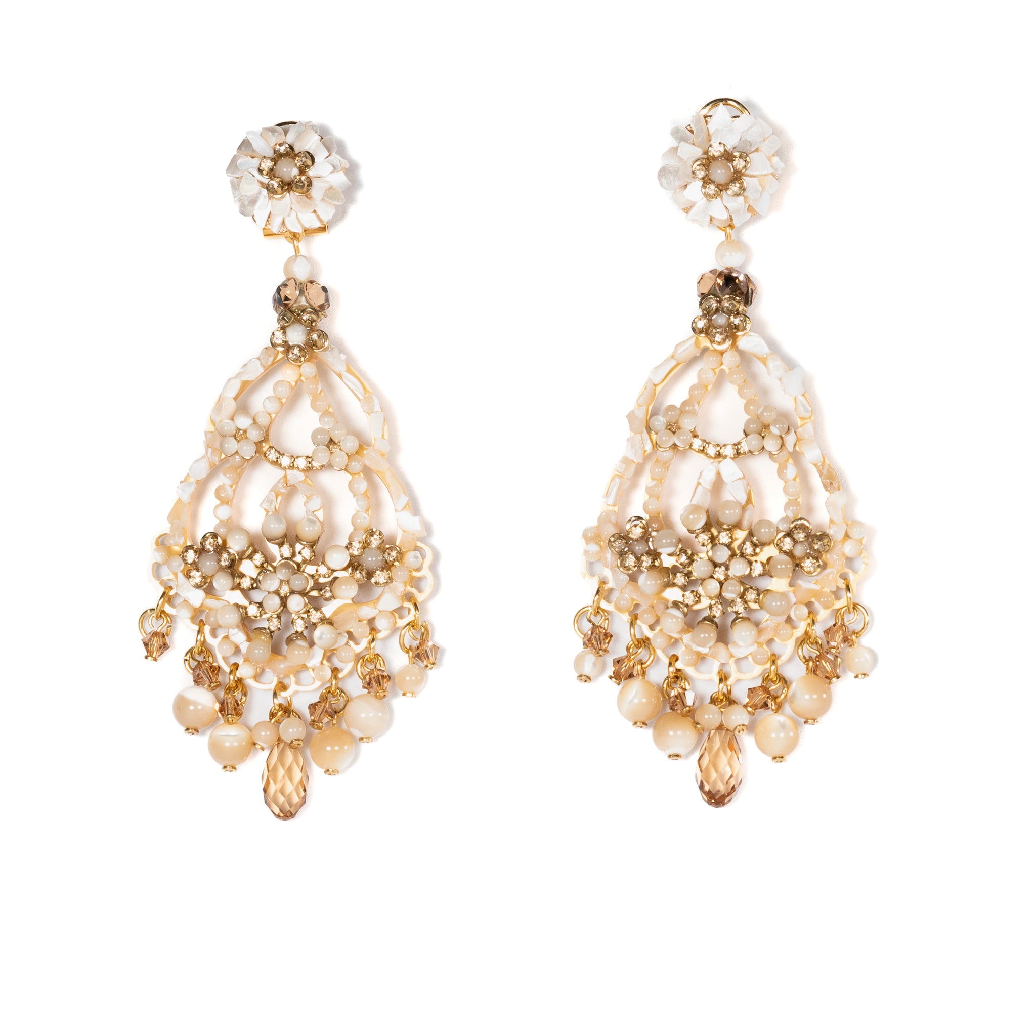 Mother Of Pearl Champagne Shade Earrings - La Jolla
