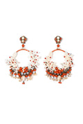 Ivory And Coral Beaded Hoops - La Jolla