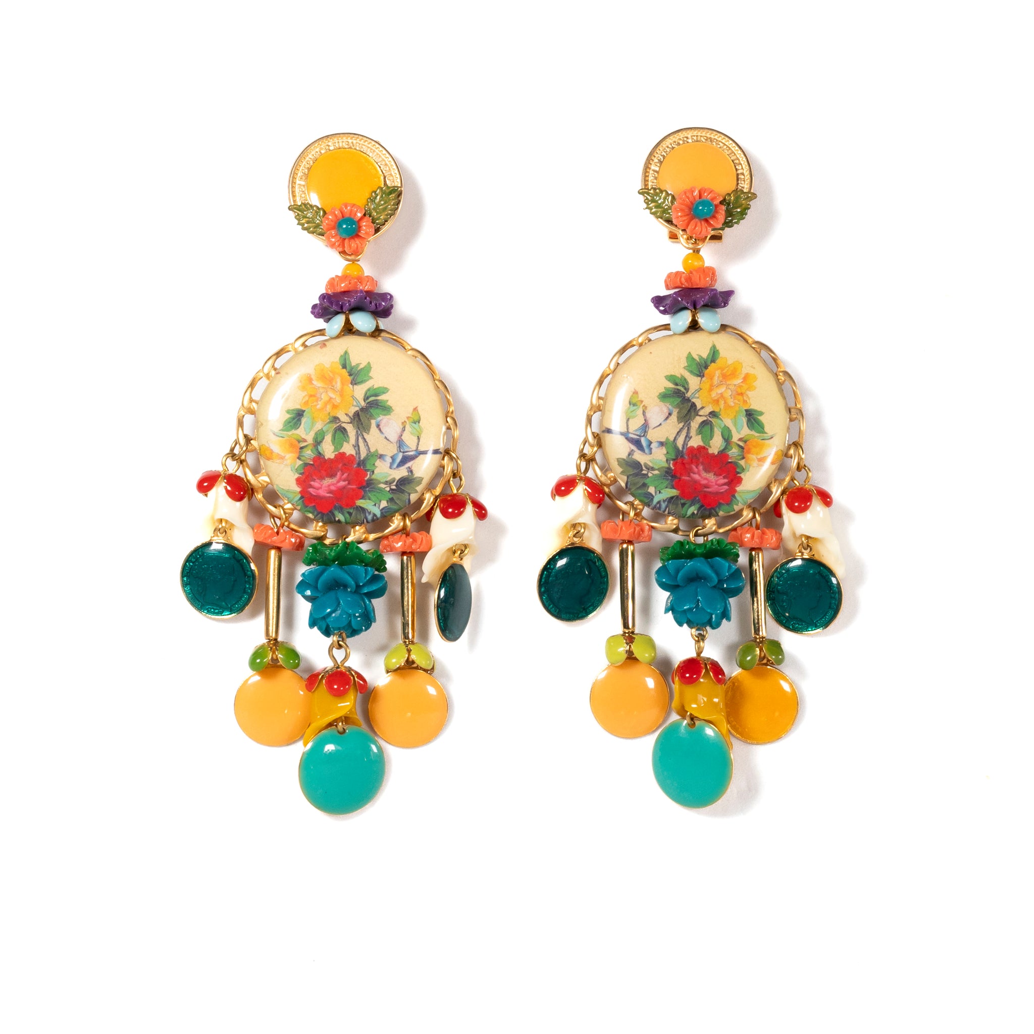 Colour Splash Medallion Earrings - La Jolla