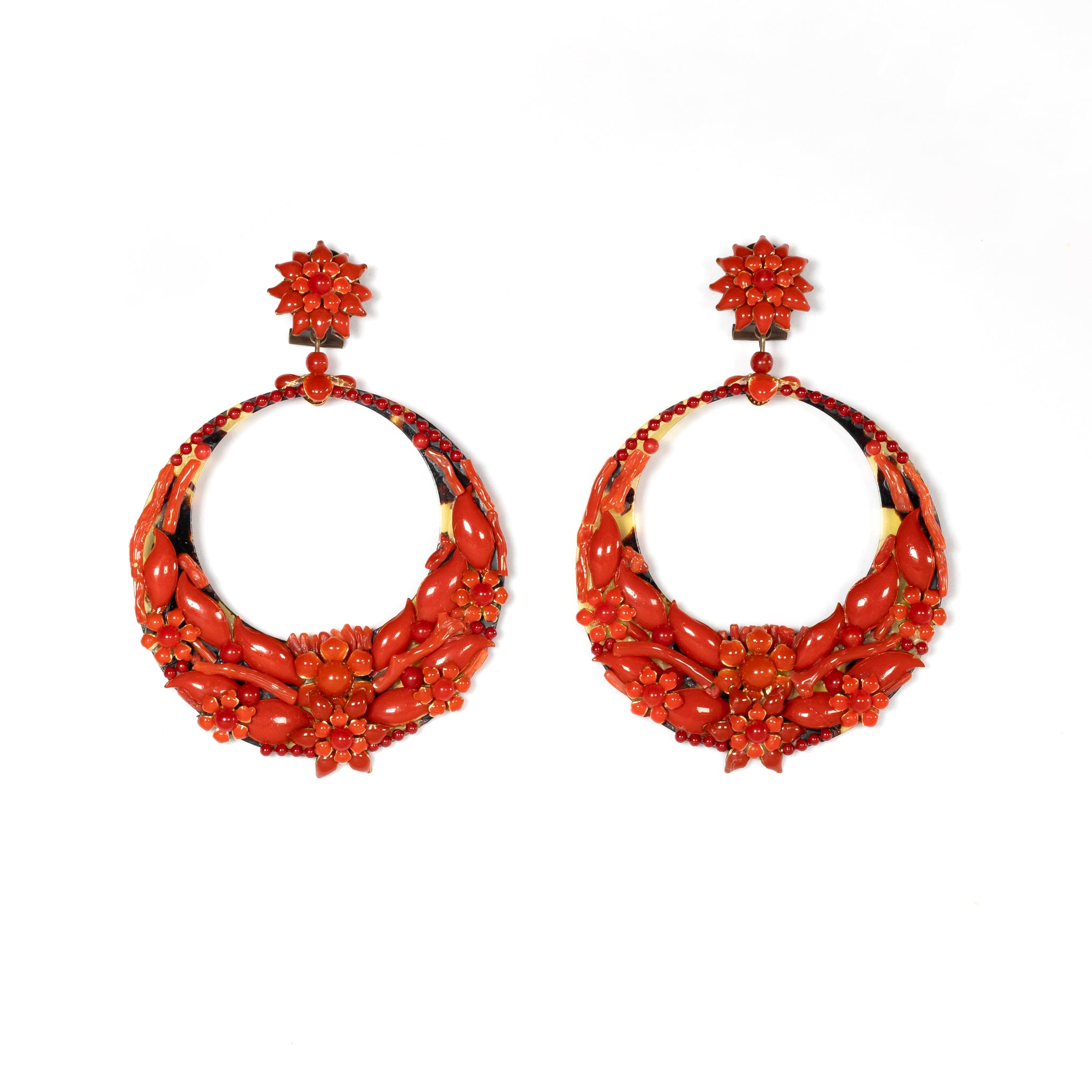 La Feria Coral Resin Hoop Earrings - La Jolla