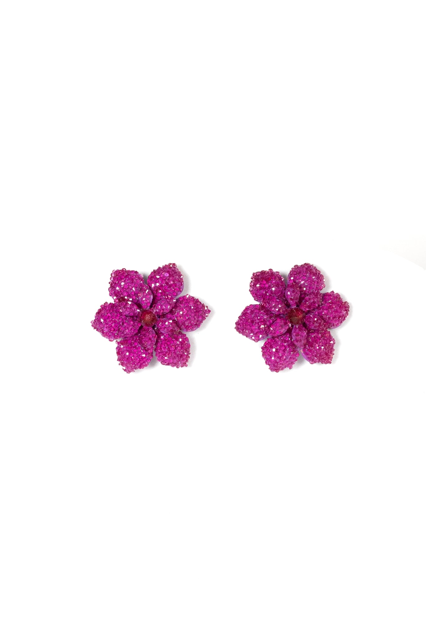 Swarovski Crystal Flora Earrings in Hot Pink - La Jolla
