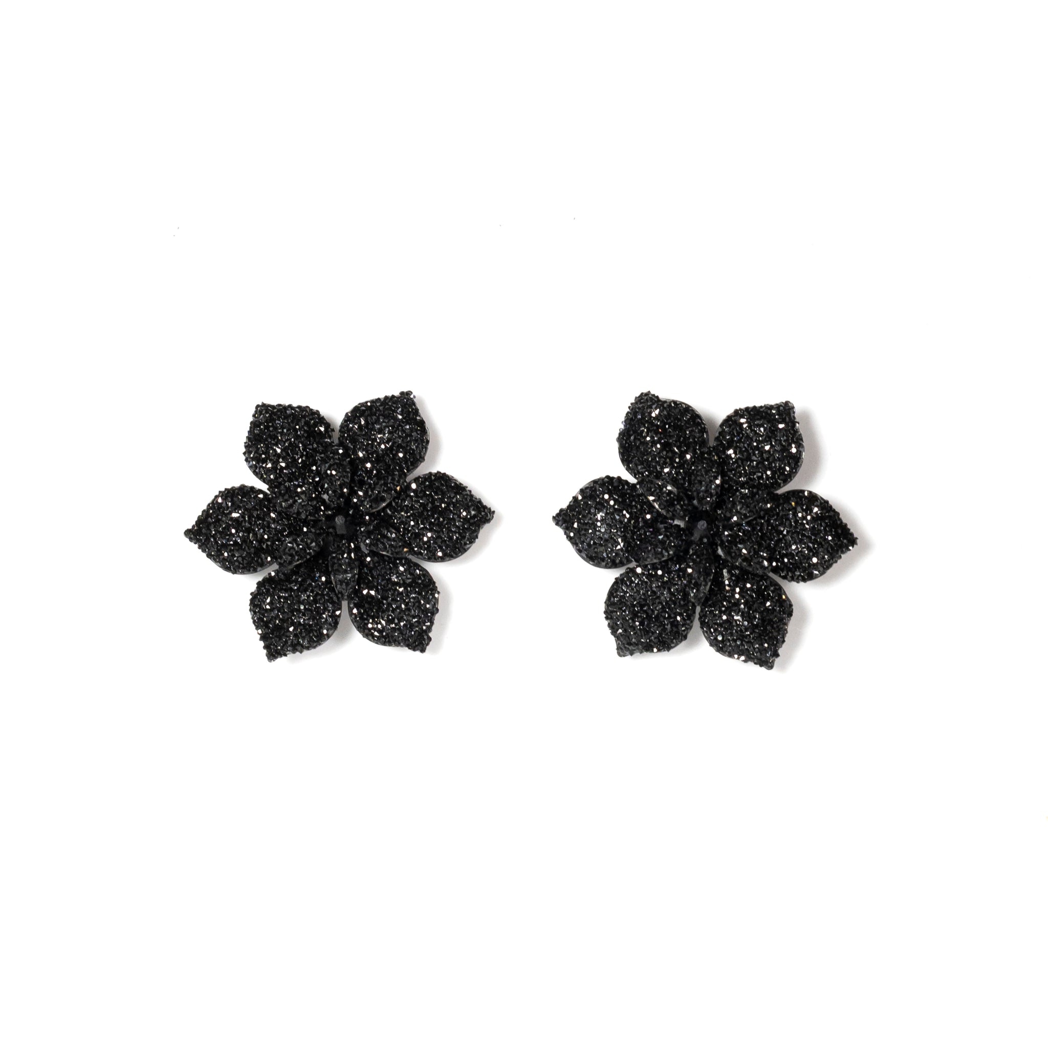Swarovski Crystal Petal Studs in Black - La Jolla