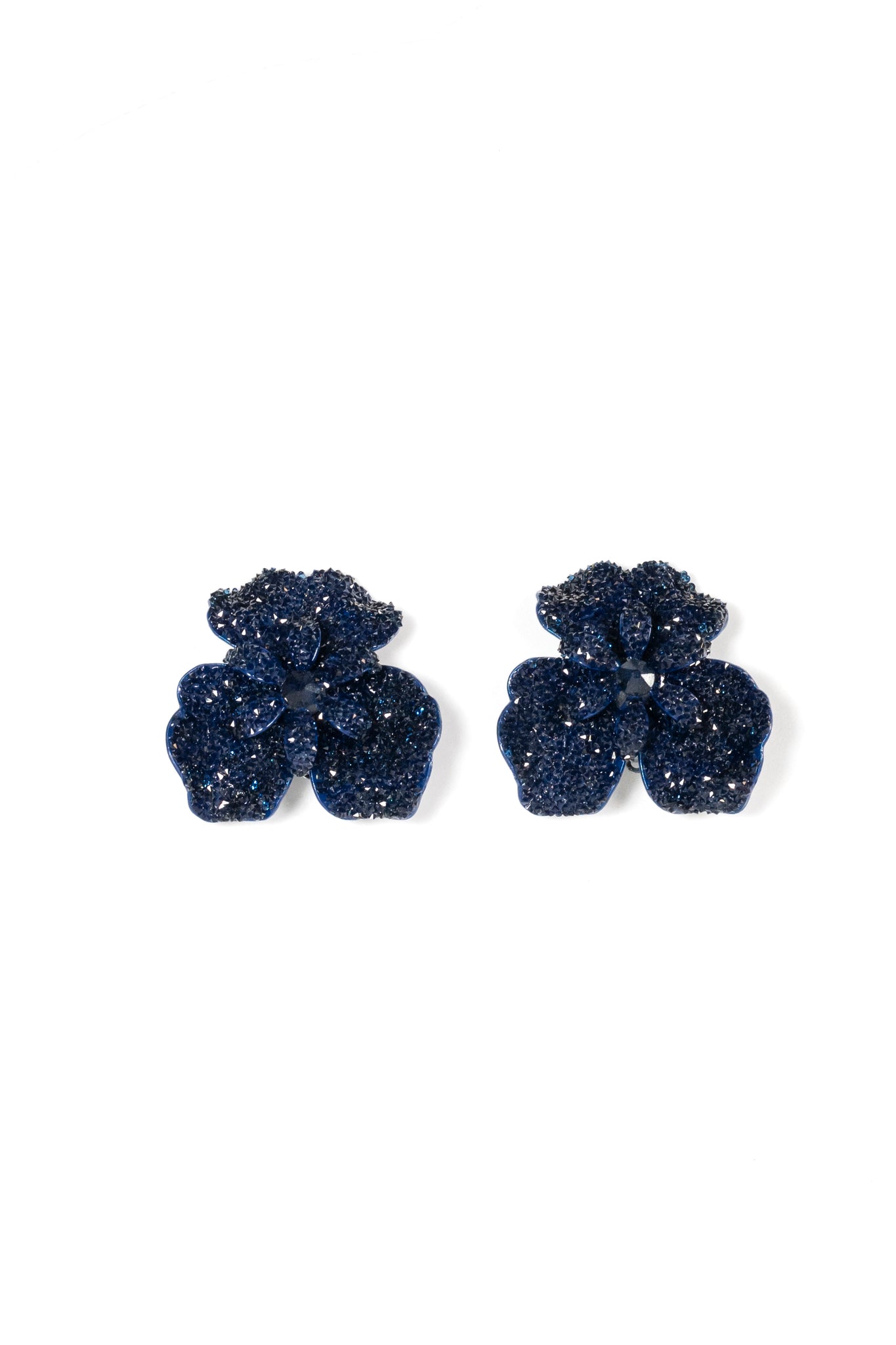Swarovski Crystal Blossom Studs in Navy Blue - La Jolla