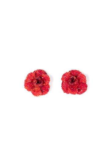 Swarovski Stud Flower Earrings in Vermilion - La Jolla