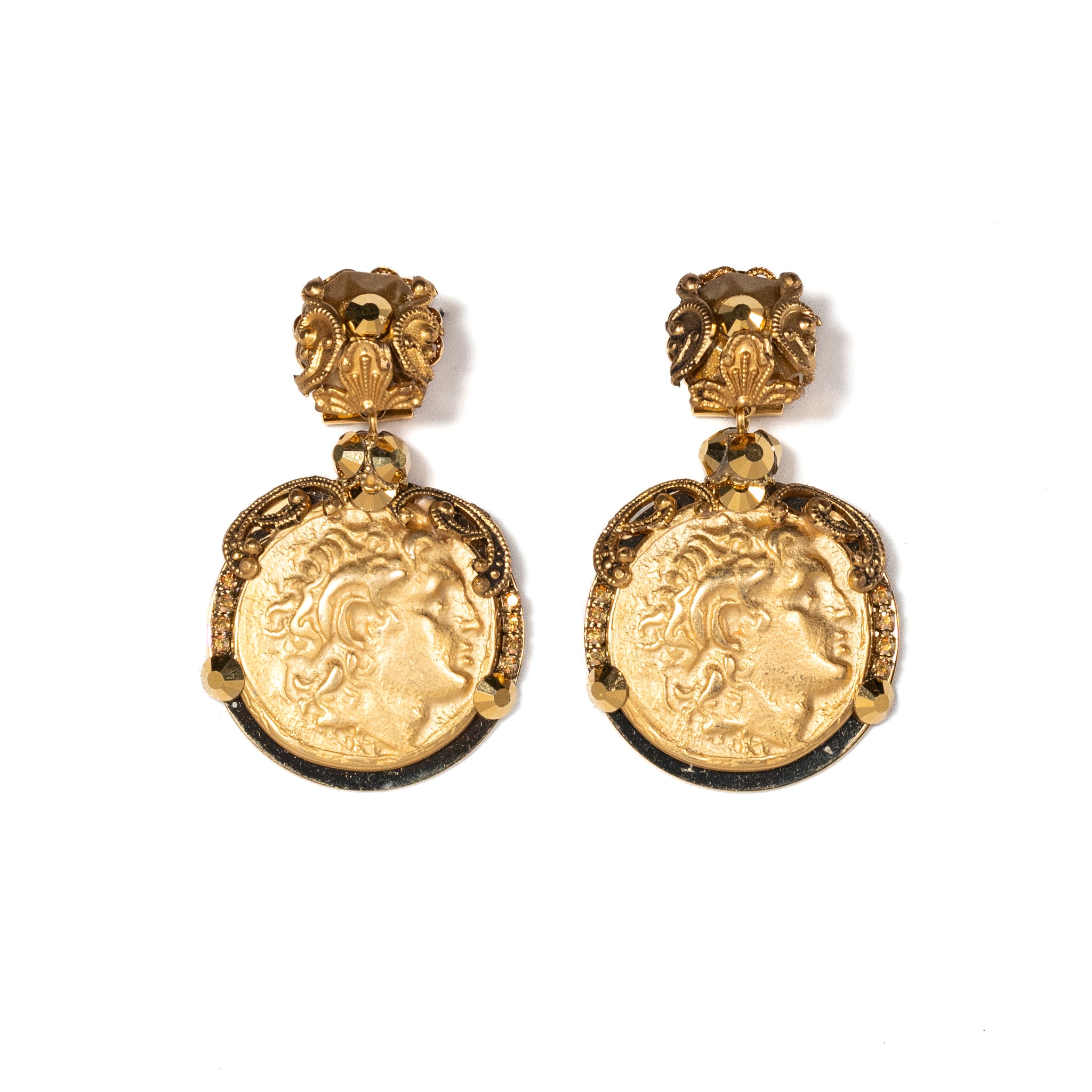 Vintage Gold Coin Drop Earrings - La Jolla