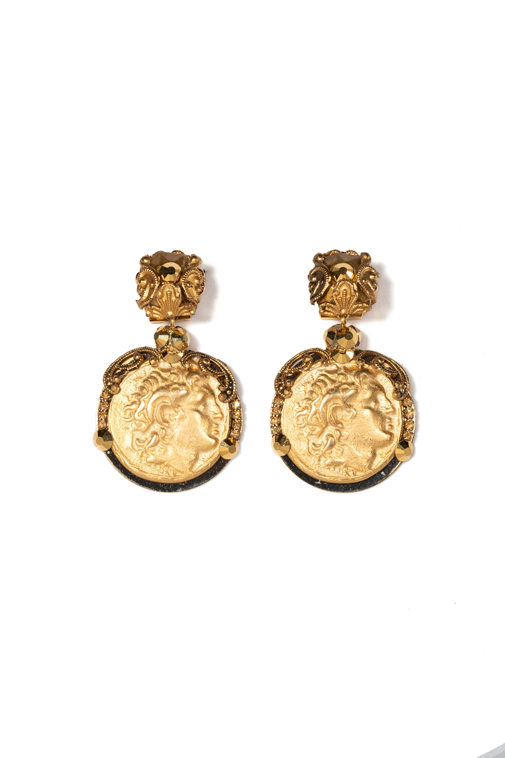 Vintage Gold Coin Drop Earrings - La Jolla