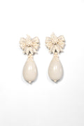 Ivory Bow Detail Drop Earrings - La Jolla