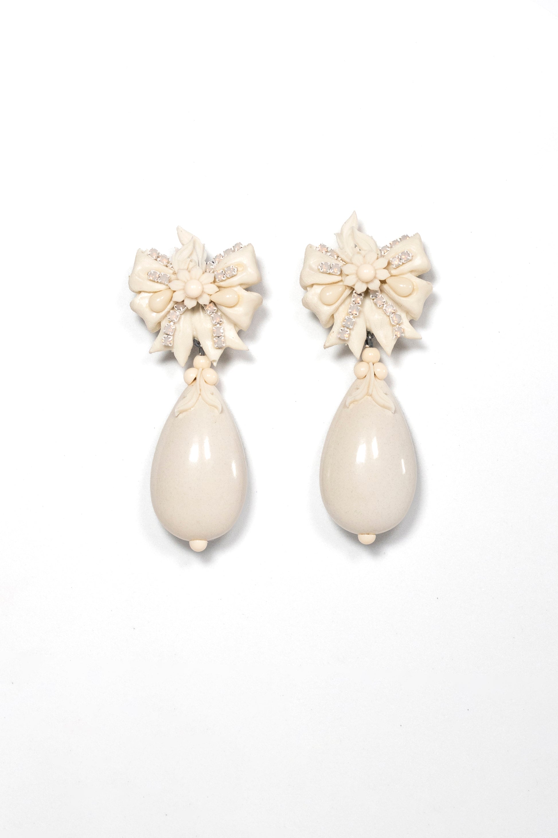Ivory Bow Detail Drop Earrings - La Jolla