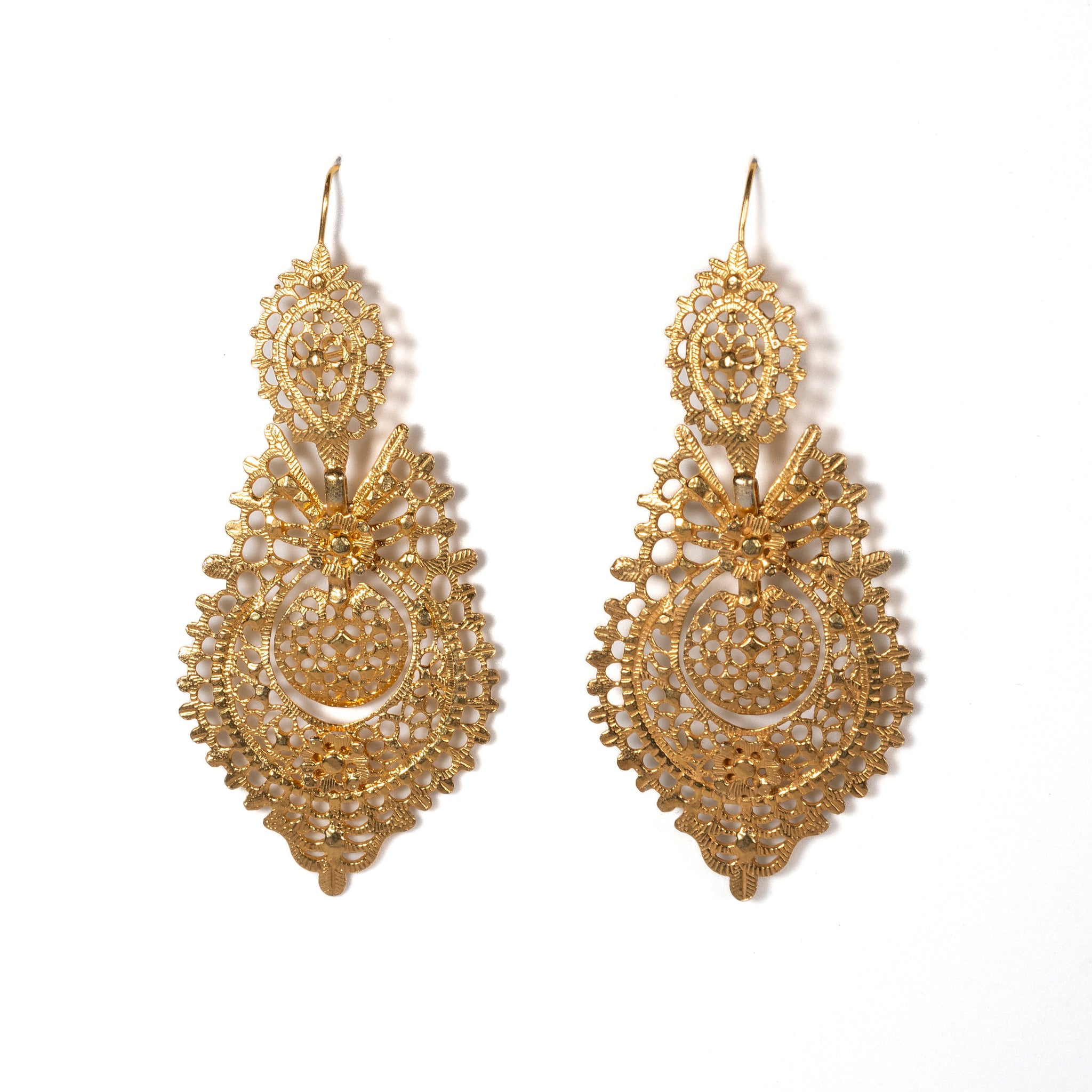 Filigree XL Gold Plated Earrings - La Jolla