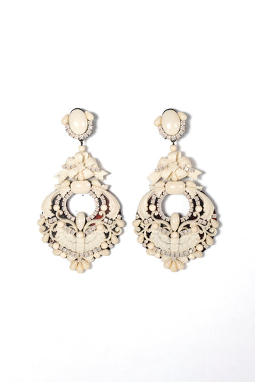 Ivory Resin Chandelier Earrings With Tortoiseshell Base - La Jolla