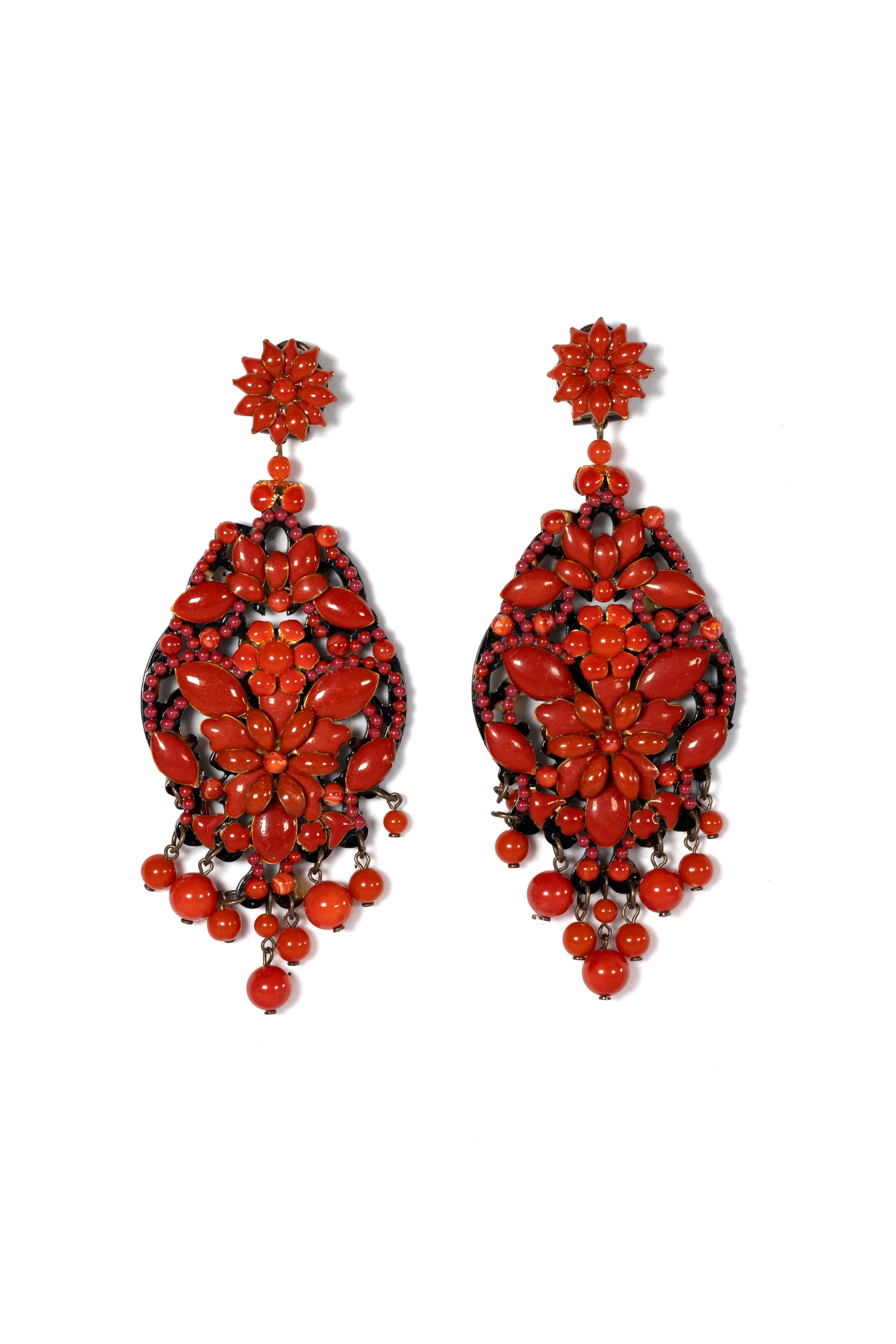 Flamenco "Jolla" Coral Resin Chandelier Earrings - La Jolla