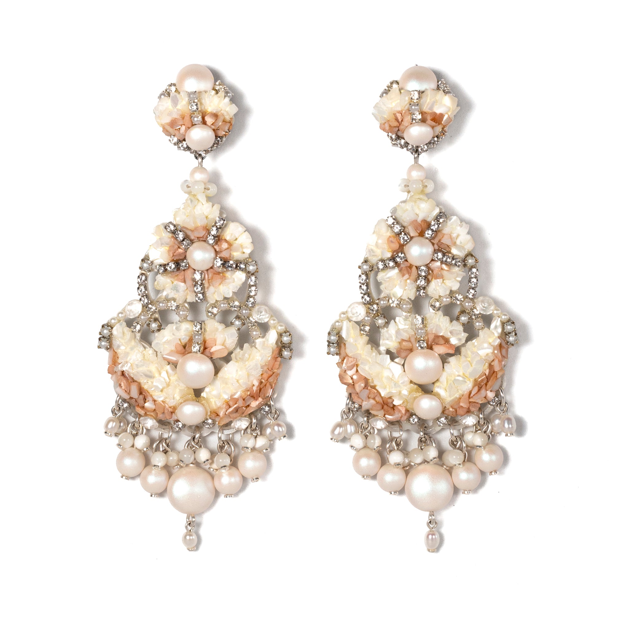 Mother Of Pearl Earrings With Strass - La Jolla