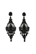 Midnight Embroidered Strass Drop Earrings - La Jolla