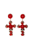 Baroque Style Earrings With Rose Details in Ruby Red - La Jolla