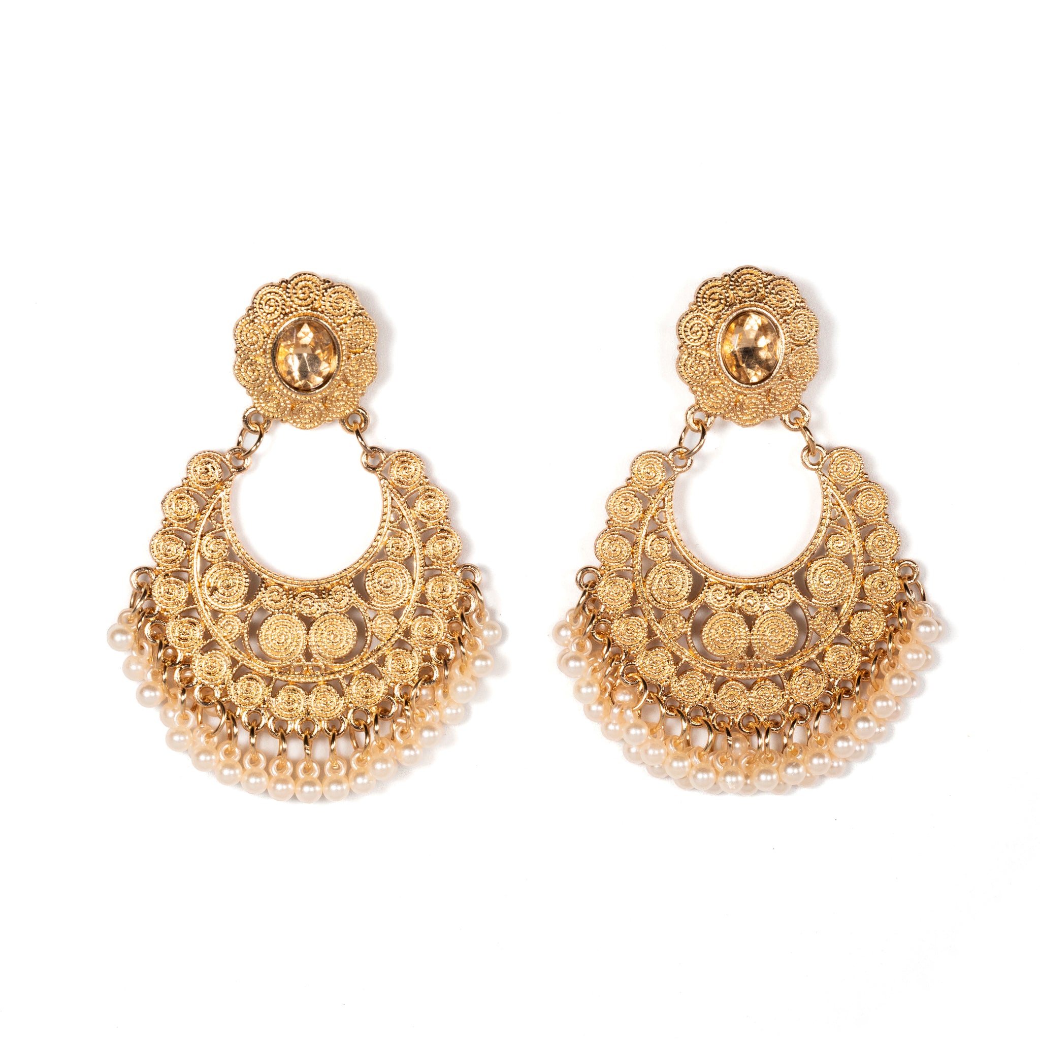 Baroque Style Earrings With Pearl Details - La Jolla