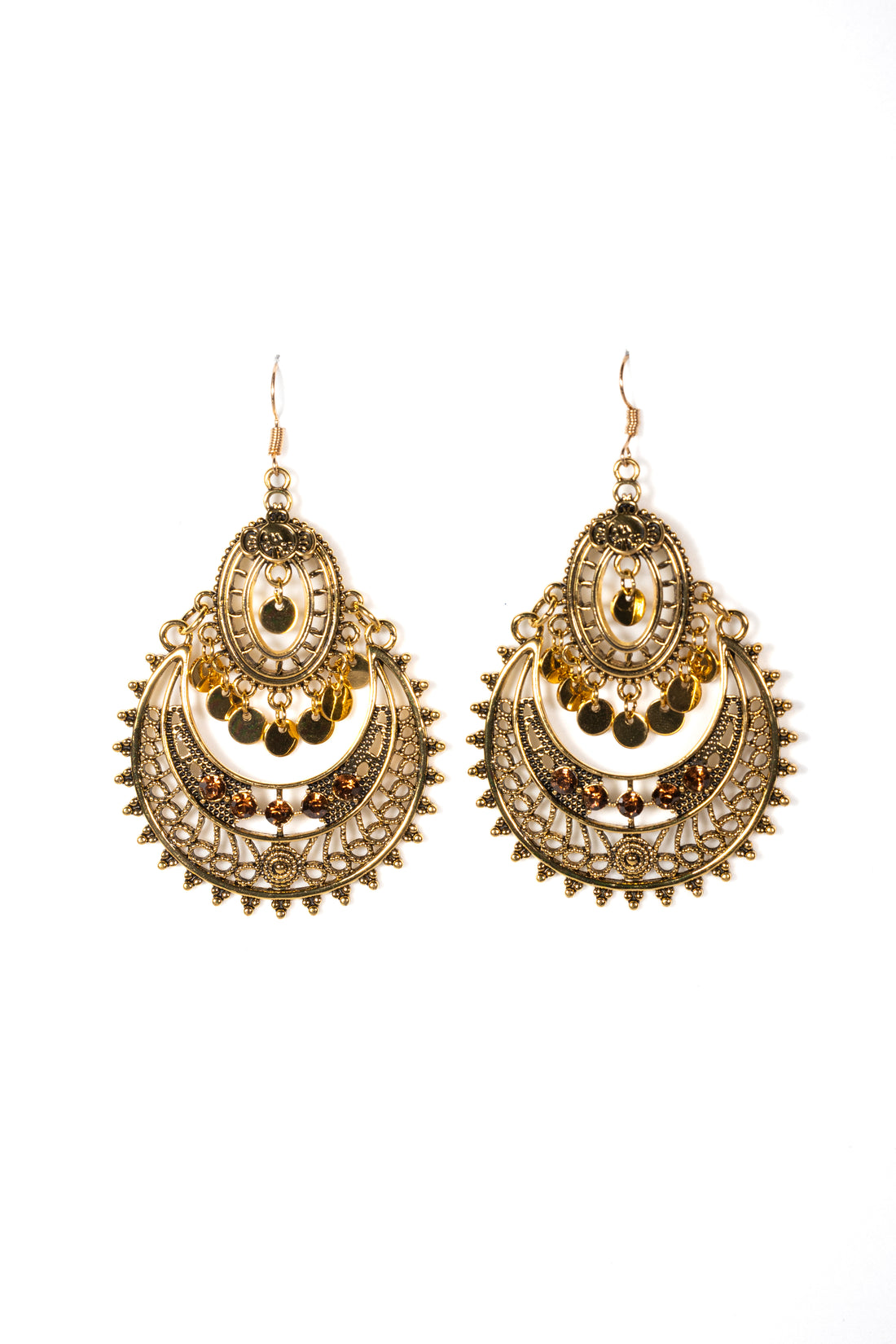 Antique Golden Boho Chandelier Earrings - La Jolla
