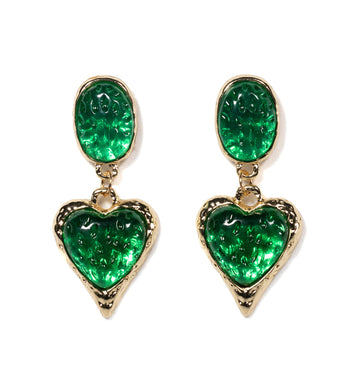 Emerald Heart Drop Earrings - La Jolla