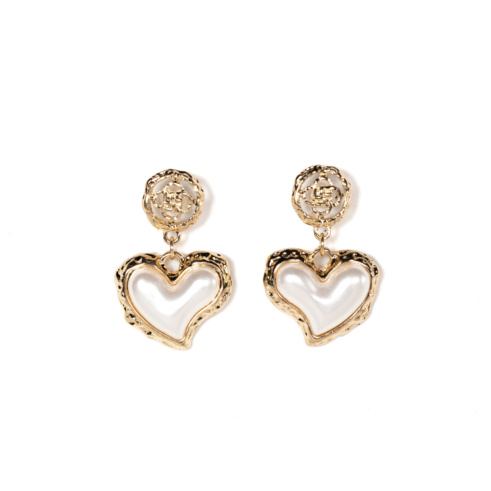 Gilded Golden Heart Drop Earrings - La Jolla