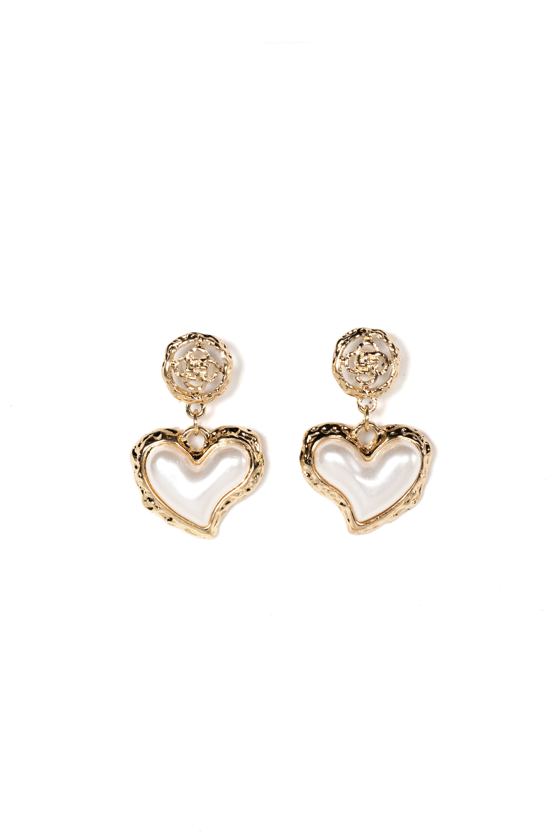 Gilded Golden Heart Drop Earrings - La Jolla