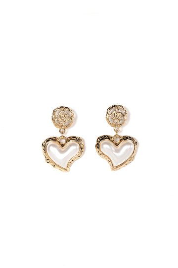 Gilded Golden Heart Drop Earrings - La Jolla