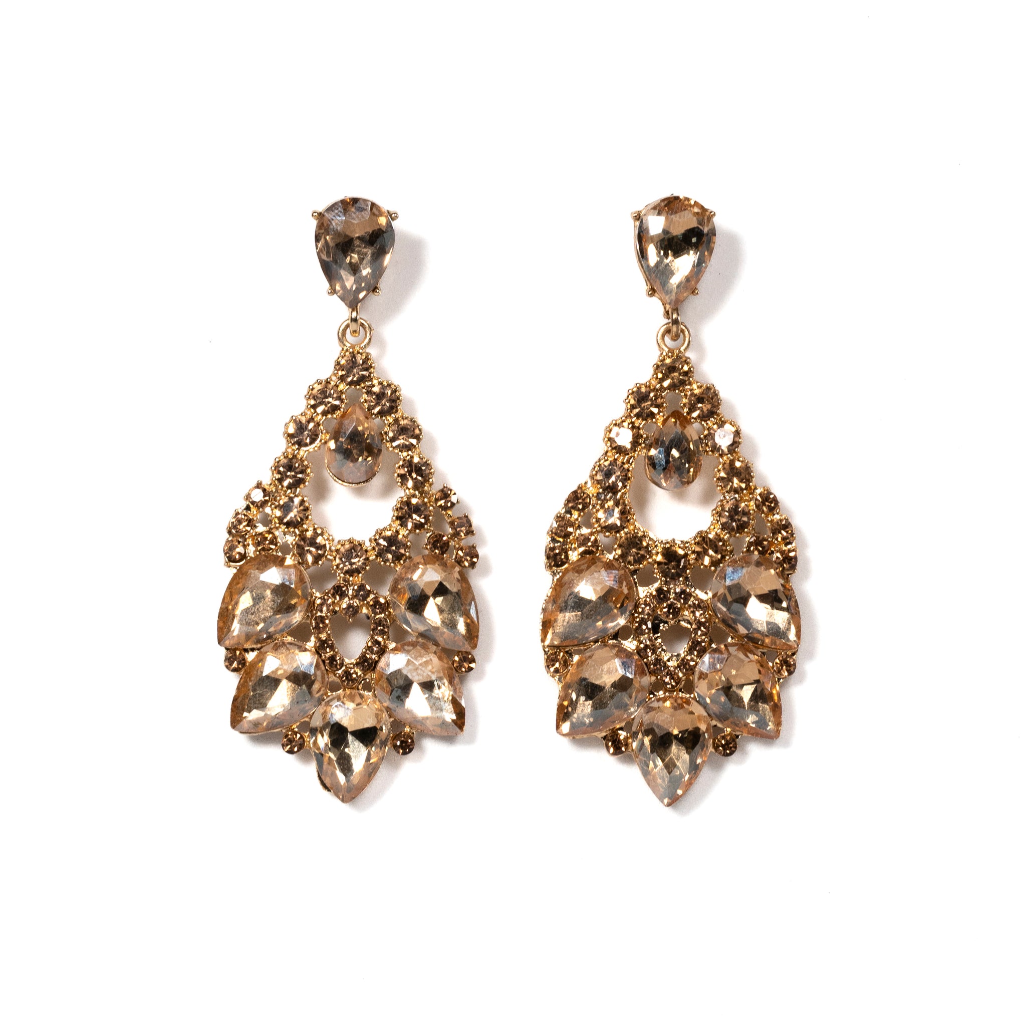 Evening Crystal Earrings in Rose Gold Finish - La Jolla